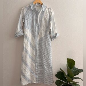 Soft Surroundings Size Small Seaport Linen Hidden Placket Midi Dress